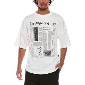 Palm Angels Mens Paxlatimes News Over T-Shirt, White